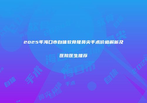 2025年海口市自体软骨隆鼻尖手术价格解析及医院医生推荐