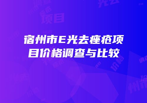 宿州市E光去痤疮项目价格调查与比较