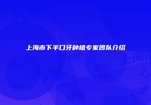 上海市下半口牙种植专家团队介绍