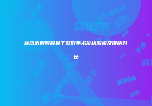 襄阳市唇腭裂鼻子整形手术价格解析及医院对比