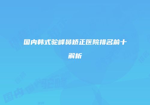 国内韩式驼峰鼻矫正医院排名前十解析