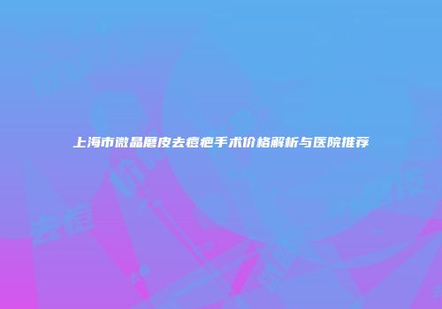 上海市微晶磨皮去痘疤手术价格解析与医院推荐
