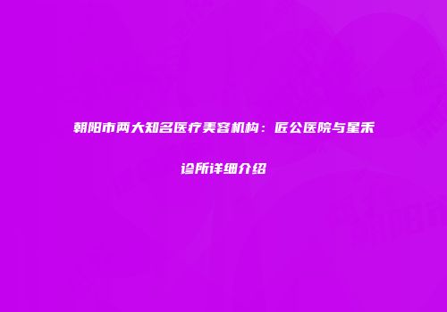 朝阳市两大知名医疗美容机构：匠公医院与星禾诊所详细介绍