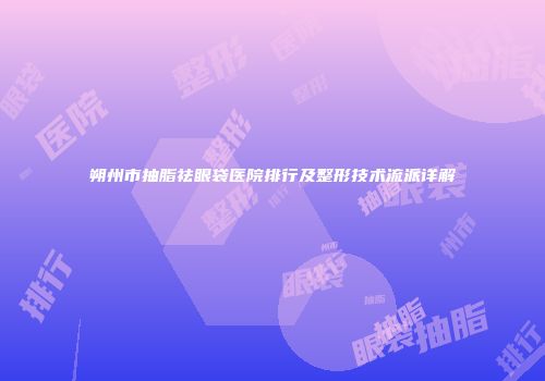朔州市抽脂祛眼袋医院排行及整形技术流派详解