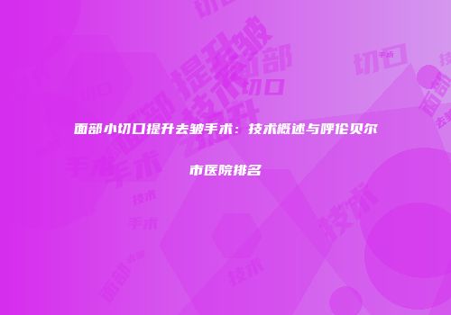 面部小切口提升去皱手术：技术概述与呼伦贝尔市医院排名