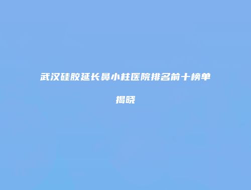 武汉硅胶延长鼻小柱医院排名前十榜单揭晓