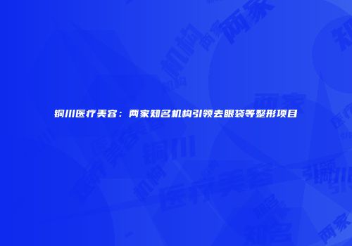铜川医疗美容：两家知名机构引领去眼袋等整形项目