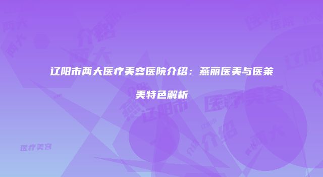 辽阳市两大医疗美容医院介绍：燕丽医美与医莱美特色解析