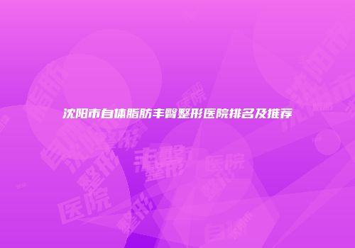 沈阳市自体脂肪丰臀整形医院排名及推荐