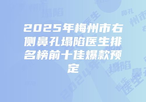 2025年梅州市右侧鼻孔塌陷医生排名榜前十佳爆款预定