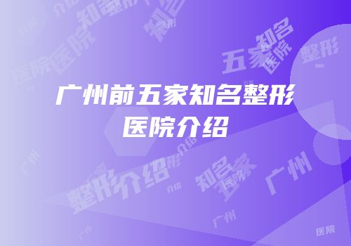 广州前五家知名整形医院介绍
