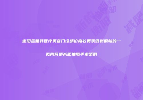 衡阳鑫雅韩医疗美容门诊部价格收费表很新很新的一览附臀部减肥抽脂手术案例