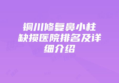 铜川修复鼻小柱缺损医院排名及详细介绍