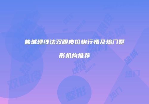 盐城埋线法双眼皮价格行情及热门整形机构推荐