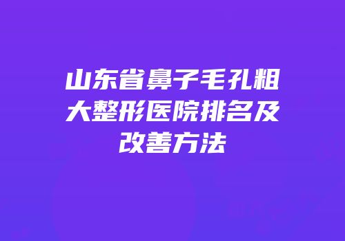 山东省鼻子毛孔粗大整形医院排名及改善方法