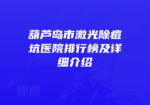 葫芦岛市激光除痘坑医院排行榜及详细介绍