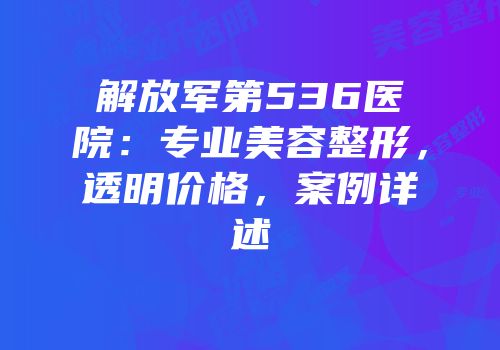 解放军第536医院：专业美容整形，透明价格，案例详述