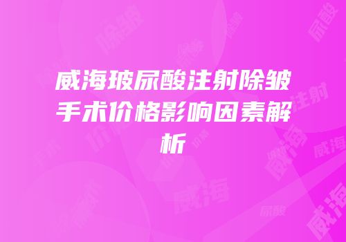 威海玻尿酸注射除皱手术价格影响因素解析