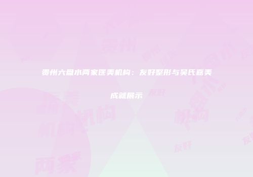 贵州六盘水两家医美机构：友好整形与吴氏嘉美成就展示