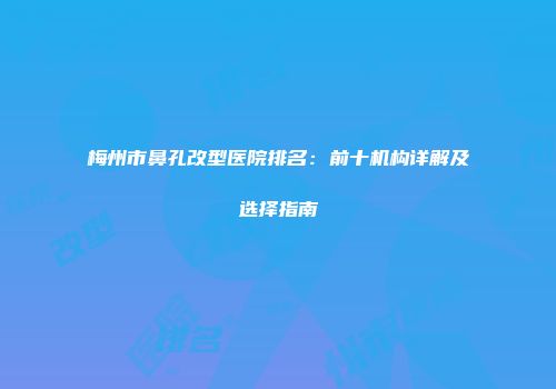 梅州市鼻孔改型医院排名：前十机构详解及选择指南