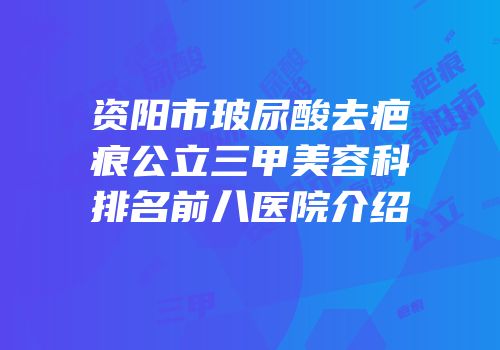 资阳市玻尿酸去疤痕公立三甲美容科排名前八医院介绍