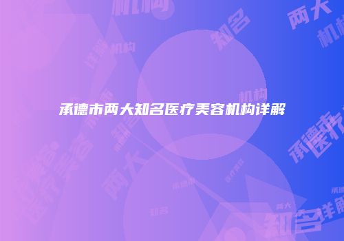 承德市两大知名医疗美容机构详解