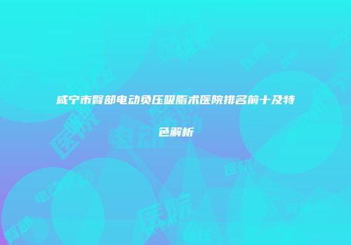 咸宁市臀部电动负压吸脂术医院排名前十及特色解析