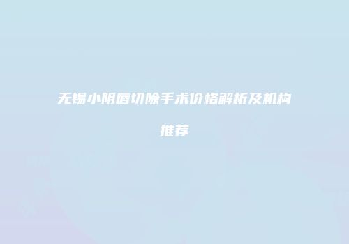 无锡小阴唇切除手术价格解析及机构推荐