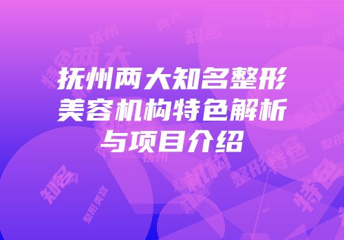 抚州两大知名整形美容机构特色解析与项目介绍