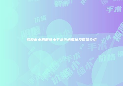 铜陵市小阴唇缩小手术价格解析及医院介绍