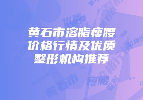 黄石市溶脂瘦腰价格行情及优质整形机构推荐