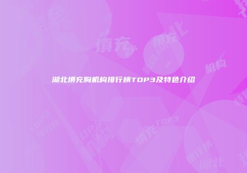湖北填充胸机构排行榜TOP3及特色介绍