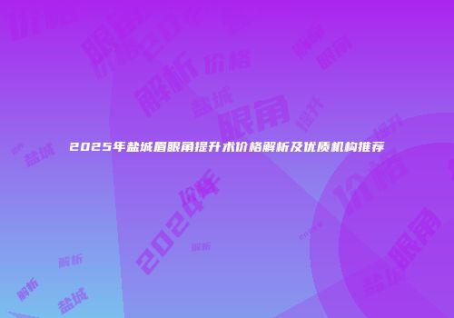 2025年盐城眉眼角提升术价格解析及优质机构推荐