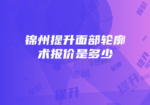 锦州提升面部轮廓术报价是多少