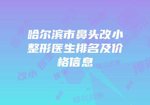 哈尔滨市鼻头改小整形医生排名及价格信息