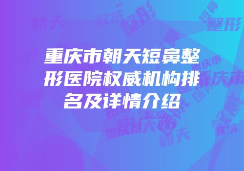 重庆市朝天短鼻整形医院权威机构排名及详情介绍