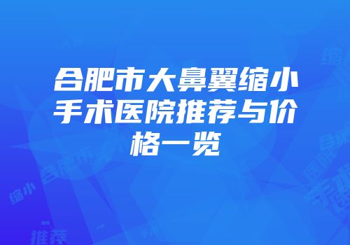 合肥市大鼻翼缩小手术医院推荐与价格一览