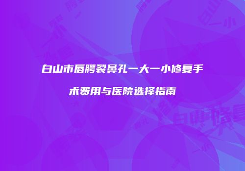 白山市唇腭裂鼻孔一大一小修复手术费用与医院选择指南