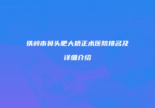 铁岭市鼻头肥大矫正术医院排名及详细介绍