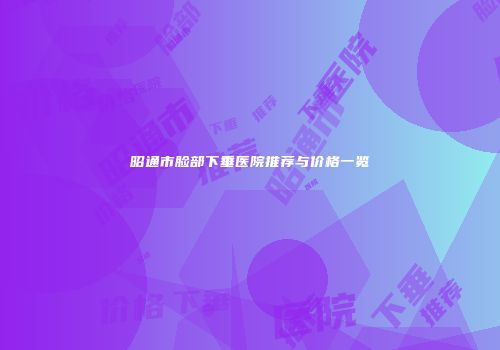 昭通市脸部下垂医院推荐与价格一览