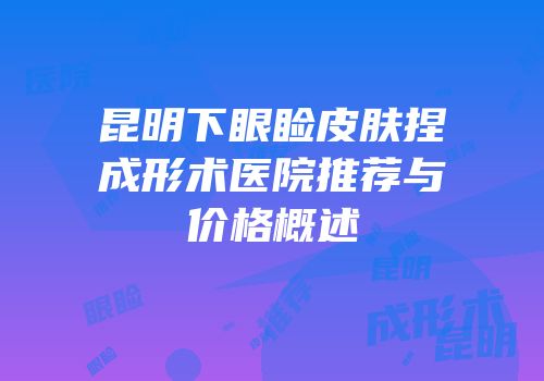 昆明下眼睑皮肤捏成形术医院推荐与价格概述