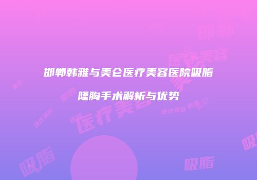 邯郸韩雅与美仑医疗美容医院吸脂隆胸手术解析与优势