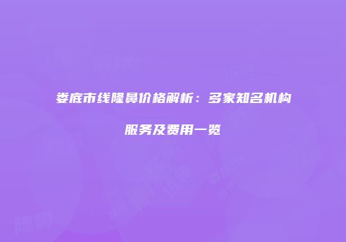 娄底市线隆鼻价格解析：多家知名机构服务及费用一览