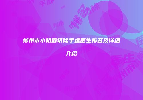 郴州市小阴唇切除手术医生排名及详细介绍