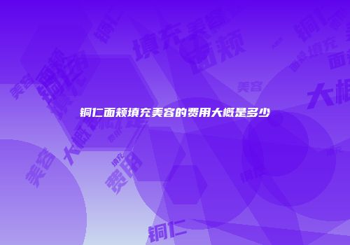 铜仁面颊填充美容的费用大概是多少