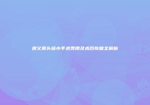 遵义鼻头缩小手术费用及术后恢复全解析