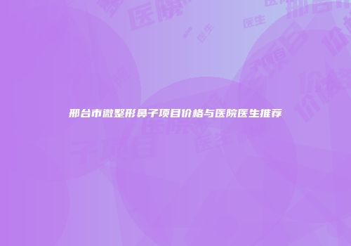 邢台市微整形鼻子项目价格与医院医生推荐