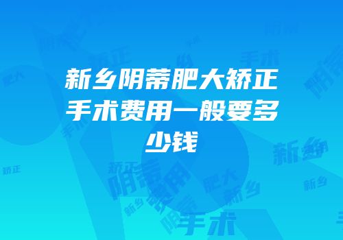 新乡阴蒂肥大矫正手术费用一般要多少钱
