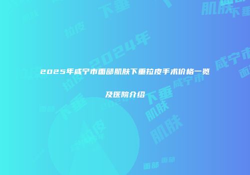 2025年咸宁市面部肌肤下垂拉皮手术价格一览及医院介绍