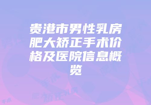 贵港市男性乳房肥大矫正手术价格及医院信息概览